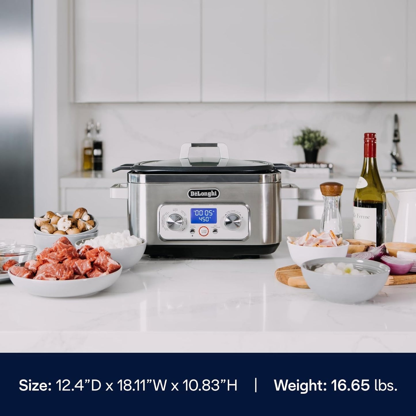 De'Longhi Livenza 7-in-1 Multi-Cooker Programmable SlowCooker, Bake, Brown, Saute, Rice, Steamer & Warmer, Easy to Use and Clean, Nonstick Dishwasher Safe Pot, (6-Quart), Stainless Steel