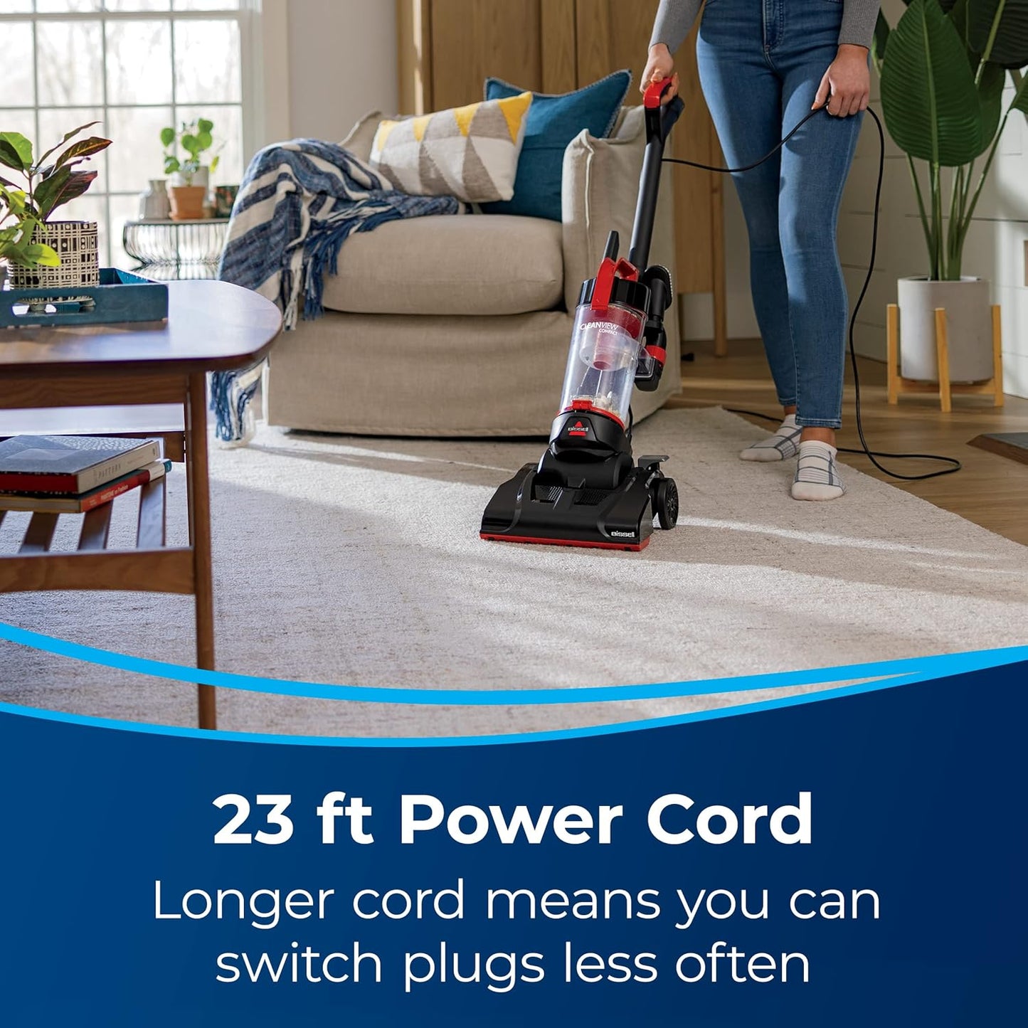 BISSELL CleanView Compact Upright Vacuum, 3508B Red - PuriLite
