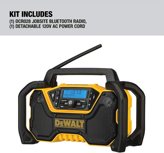DEWALT 12V/20V MAX* Portable Radio, Bluetooth, Cordless, Jobsite, Tool Only (DCR028B) - PuriLite