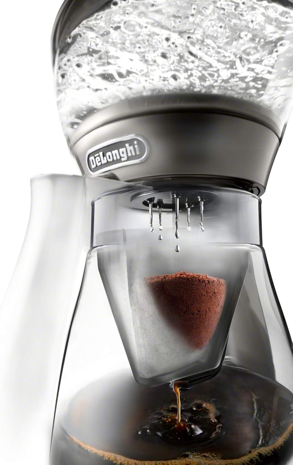 De'Longhi ICM17270 3-in-1 Specialty Coffee Brewer, Iced Coffee Maker (Bold Cold Brew), Gourmet Pour Over, Premium Drip, Glass Carafe, 8-Cup, Silver Metallic