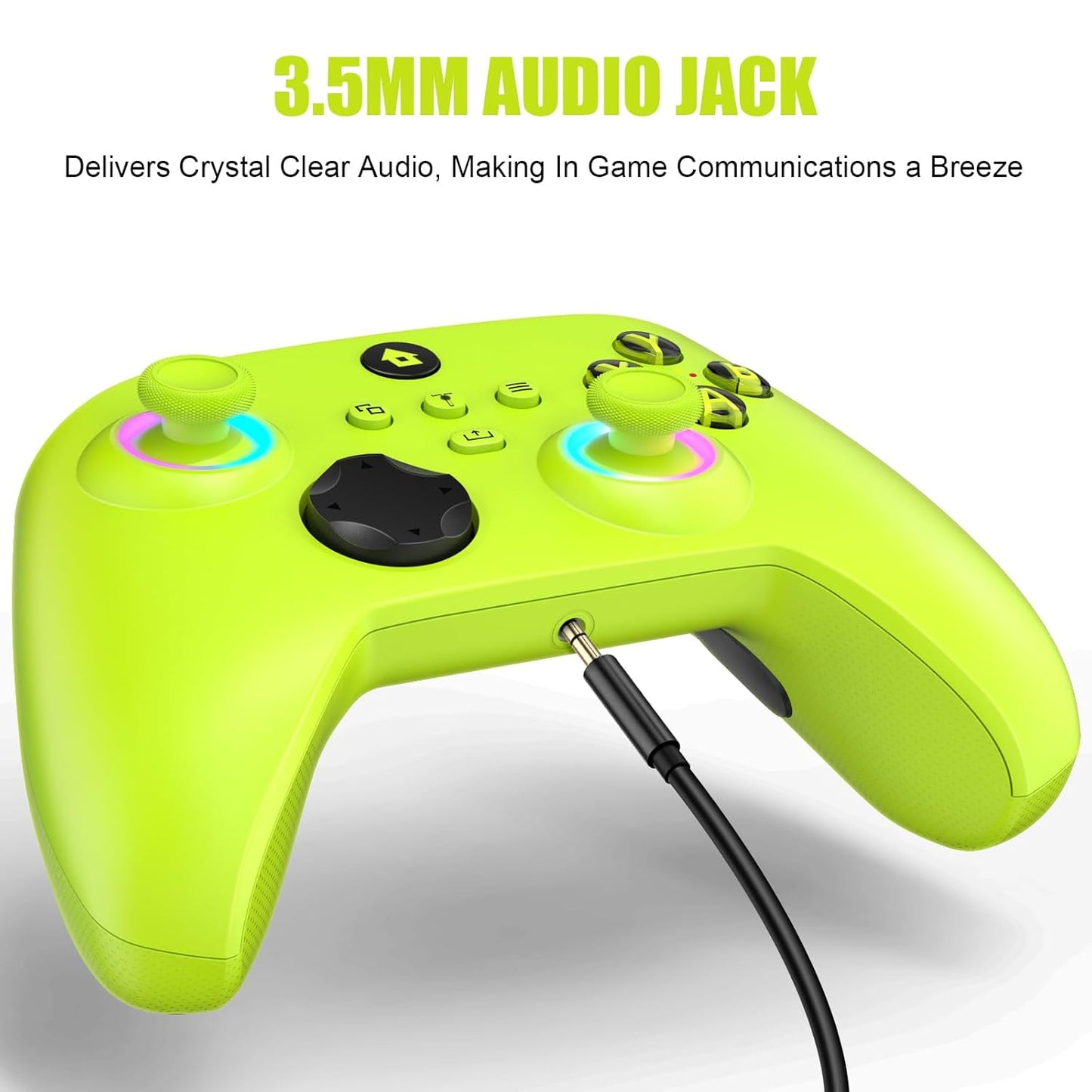 W&O Wireless Controller Compatible With Xbox One, Xbox Series X/S, Xbox One X/S, PC, With RGB LED Light, Mappable Buttons, 3.5mm Headphone Jack, With 2.4GHZ Wireless Adapter Gamepad (Electric Volt)