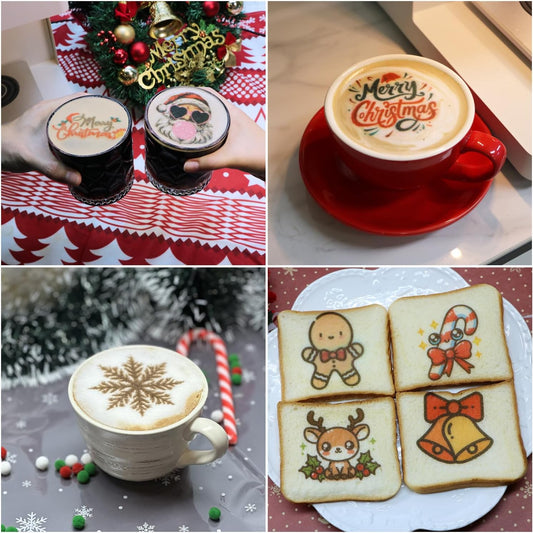Coffee Latte Art Machine EB-FC1 Food-Grade Coffee Printer with Camera Customized Multi-Color Selfie Photo Printing DIY Cake Personalized Decoration for Cafes Museums, Color FancyBox - Black - PuriLite
