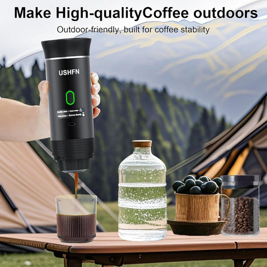 Portable Espresso Machine,4-5 Min Self-Heating Rechargeable Coffee Maker with Type-C,Compatible with NS, DG Capsule & Ground Coffee for Travel, Camping, Office(Black) - PuriLite