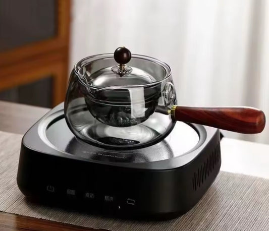 Purilite Select Heat Resistant Glass Teapot with Tea Filter and Handle – 360 Degree Rotating Transparent Brewing Teapot for Loose Leaf Tea, Large Capacity Boiling Teapot - PuriLite