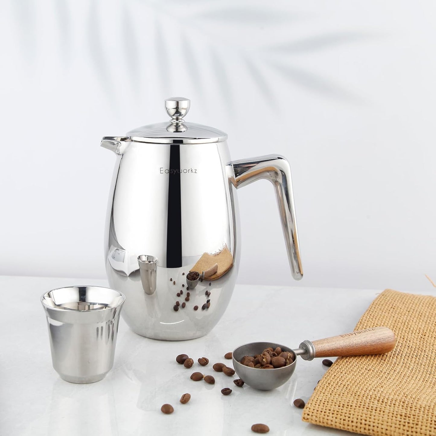 Easyworkz Nando French Press 700ml Double Wall Insulated Thermal Coffee Maker,304 Stainless Steel Cafetiere