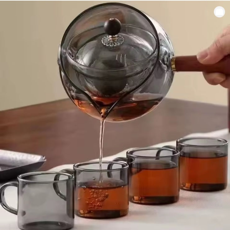 Purilite Select Heat Resistant Glass Teapot with Tea Filter and Handle – 360 Degree Rotating Transparent Brewing Teapot for Loose Leaf Tea, Large Capacity Boiling Teapot - PuriLite