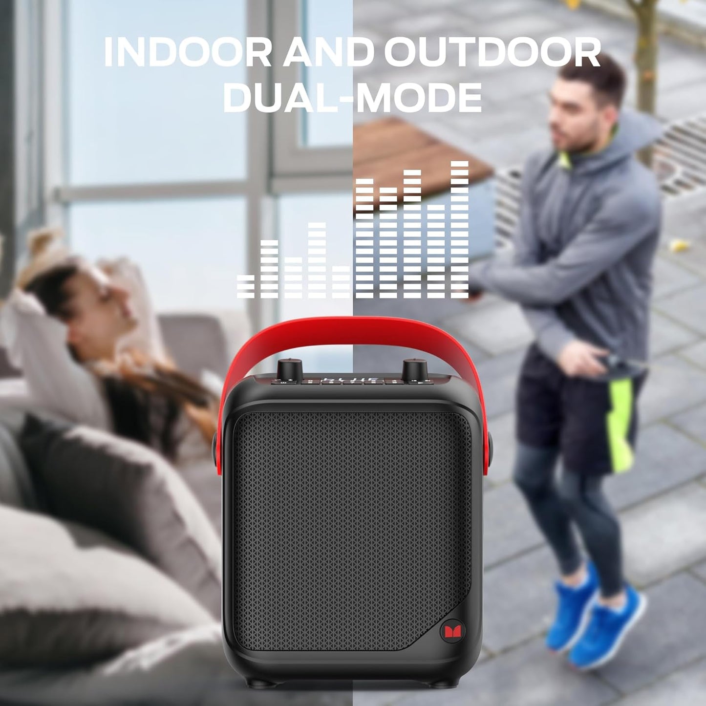 Monster Portable Bluetooth Speaker, Wireless Bluetooth Speaker with 40W Stereo Sound, Outdoor Speakers with Handle, 12H Playtime, Supports TF Card, AUX, USB for Indoor Outdoor