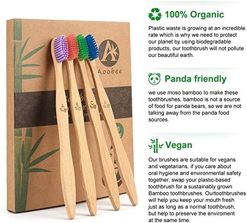 12 pack Bamboo Toothbrushes, Biodegradable Bamboo Toothbrush, BPA Free Soft Bristles Toothbrushes, Eco-Friendly Compostable Natural Wooden Toothbrush, Organic Charcoal Wood ToothBrushes (Multi-color)