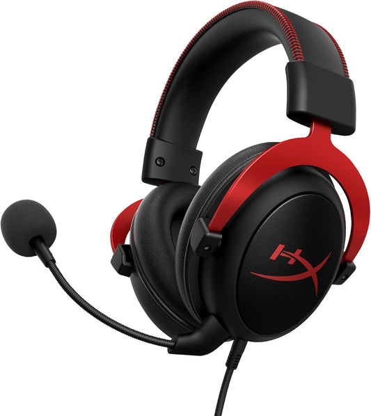 HyperX Cloud II - Gaming Headset, 7.1 Surround Sound, Memory Foam Ear Pads, Durable Aluminum Frame, Detachable Microphone, Works with PC, PS5, PS4, Xbox Series X|S, Xbox One – Red