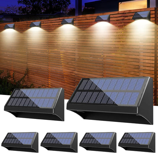 Solar Lights Outdoor, Solar Fence Lights with 10 RGB Colors, IP65 Waterproof Wireless Powered Deck Fence Lights for Yard, Garden, Patio, Porch, Wall, Step, Garage