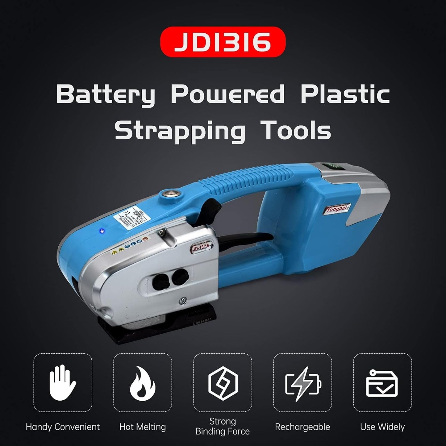 CAPTOK Electric Strapping Machine for 1/2-5/8 Inch Wide PP/PET Strap Automatic Strapping Tool 2X4000mAh Battery Handheld Banding Tools for Plastic Packaging Strapping Tensioner Baler for Pallet