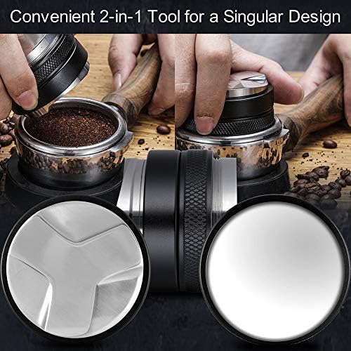MATOW 53mm Coffee Distributor and Tamper, Dual Head Coffee Leveler Compatible with Breville 54mm Portafilter, Adjustable Depth- Professional Espresso Hand Tampers - PuriLite