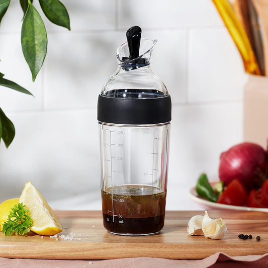 OXO Good Grips 1188500BK Salad Dressing Shaker (Clear plastic) Black Large - PuriLite