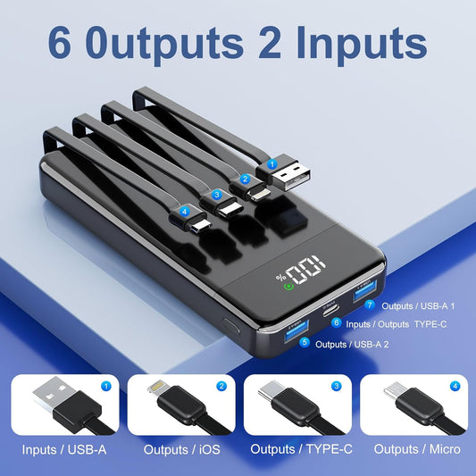 GTOCE Portable Charger,35000mAh Power Bank with 22.5W Fast Charging LED Digital Display Battery Pack with 6 Outputs 2 Inputs, Type C Powerbank Portable Charger for iPhone 15 Samsung AirPods and More