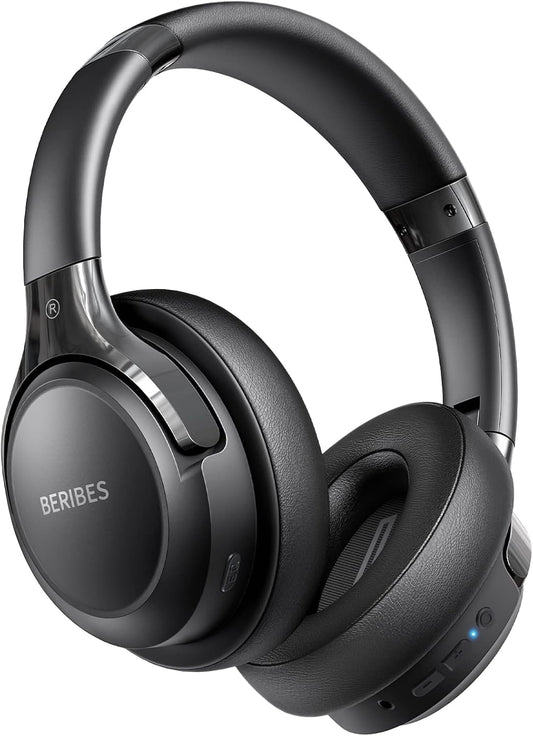 BERIBES Bluetooth Headphones Over Ear, 65H Playtime and 6 EQ Music Modes Wireless Headphones with Microphone, HiFi Stereo Foldable Lightweight Headsets, Deep Bass for Home Office Cellphone PC Ect.