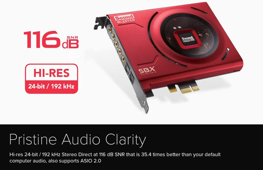 Creative Sound Blaster Z SE Internal PCI-e Gaming Sound Card and DAC, 24-bit / 192 kHz, 116 dB SNR, ASIO, 600Ω Headphones Amp, Mic EQ, Discrete 5.1 / Virtual 7.1, Supports Dolby Digital Live, DTS - PuriLite