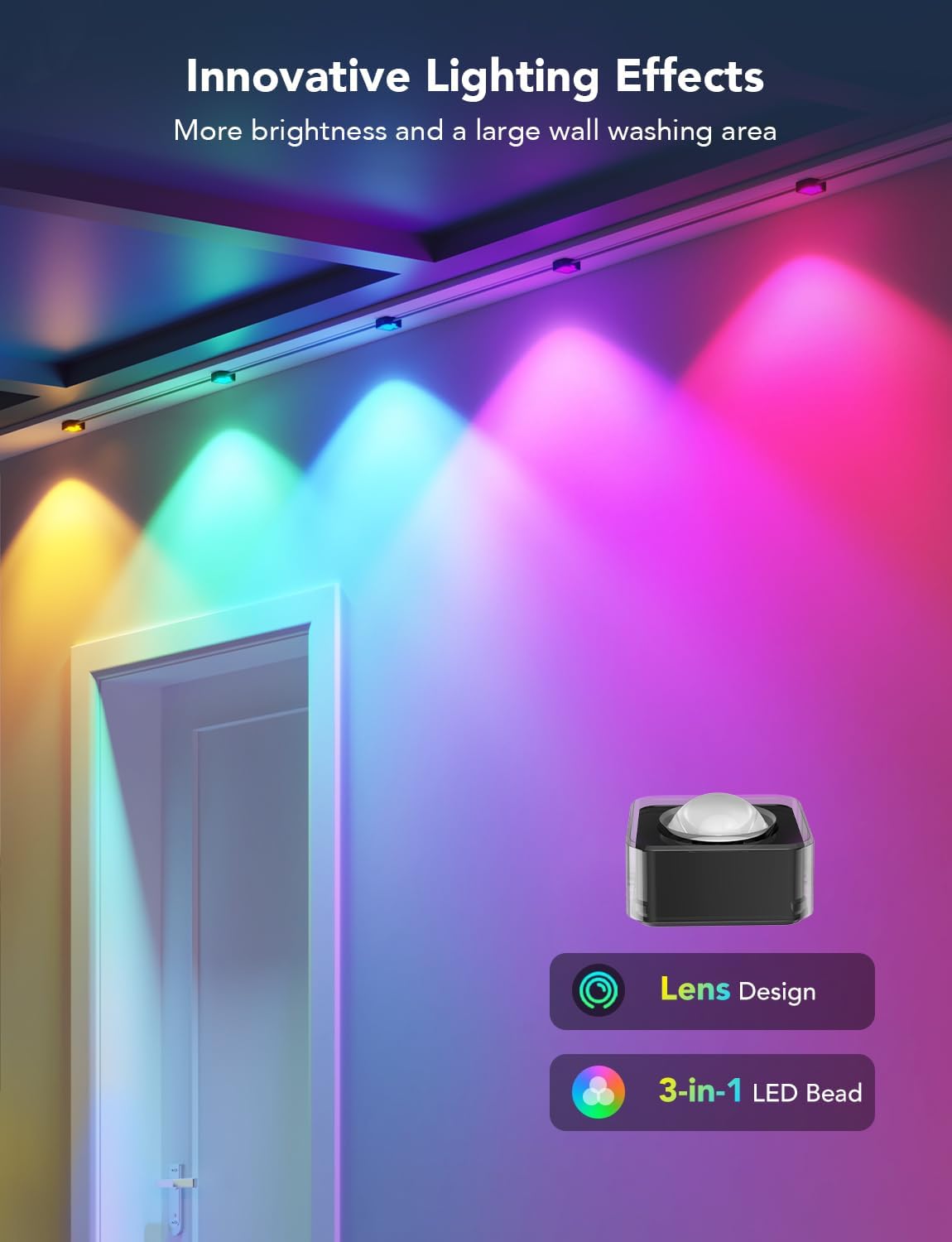 Govee Permanent Outdoor Lights, Smart RGBIC Outdoor Lights with 75 Scene Modes, 100ft with 72 LED IP67 Lights for Christmas Decorations, Work with Alexa, Google Assistant, Black Version