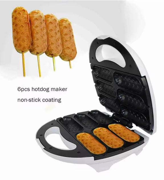 Purilite Select 750W Non-Stick Mini Corn Dog Maker – Electric Corn Dog Machine Makes 6 Corn Dogs at Once, Quick Heating Snack Maker for Home Kitchen and Parties, 220–240V - PuriLite