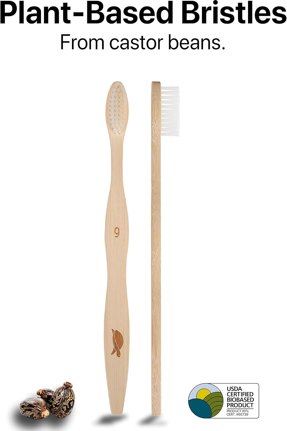 SeaTurtle Plant-Based Bristles, Soft Bamboo Toothbrushes, Individually Sealed (10 Pack)