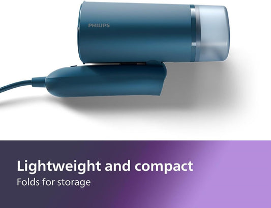 Philips 3000 Series Handheld Steamer, Compact & Foldable, Ready to Use in ˜30 Seconds, 1000W, up to 20g/min, No Ironing Board Needed, Blue (STH3000/20) - PuriLite