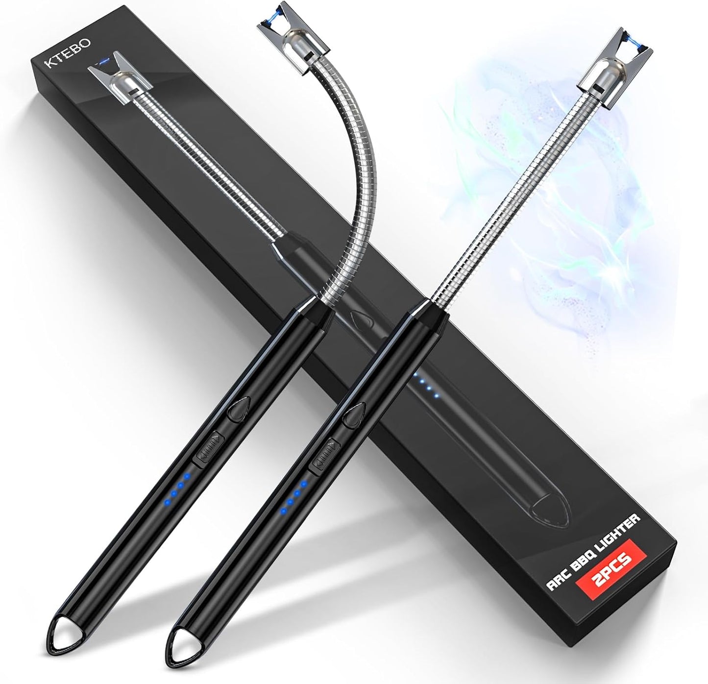 2 Pack Plasma Arc Electric Lighters Rechargeable - USB Long Reach for Scented Candles, BBQ Grill &Camping - Windproof Design Lighters