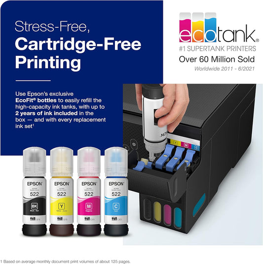 Epson EcoTank ET-2800 Wireless Color All-in-One Cartridge-Free Supertank Printer with Scan and Copy – The Ideal Basic Home Printer - Black - PuriLite