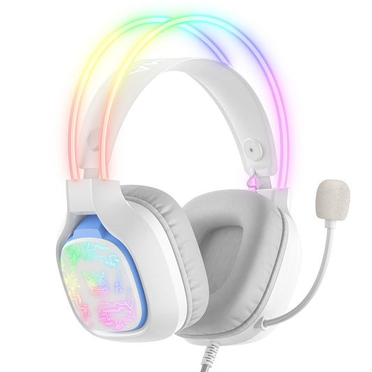 Onikuma X22-WH - RGB Gaming Headset with Microphone, 3.5mm/USB for PC/PS4/Xbox - PuriLite