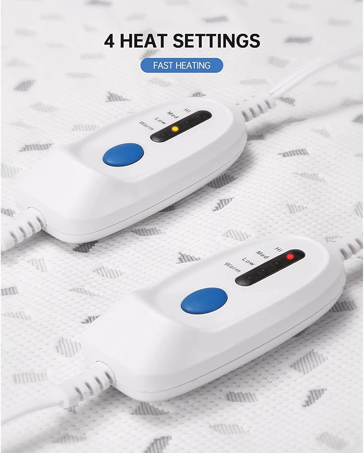 CURECURE Electric Heated Mattress Pad - Queen Size Underblanket with Dual Controllers, 4 Heating Levels, 10H Auto Off, 15" Deep Pocket, Machine Washable