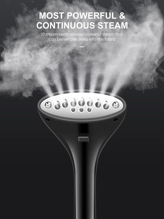 Professional Steamer for Clothes, Reemix Standing Steamer with Garment Hanger, Heats in 30 Seconds, Large Detachable Water Tank for 1 Hour Continuous Steaming, Includes Easy-roll Wheels - PuriLite