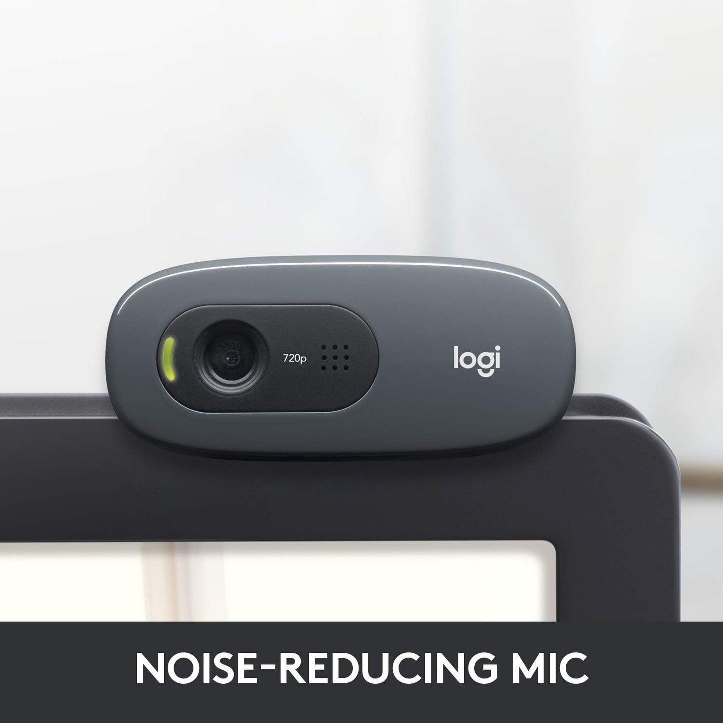 Logitech C270 HD Webcam, HD 720p/30 fps, Widescreen HD Video Calling, HD Light Correction, Noise Reducing Mic, For Skype, FaceTime, Hangouts, WebEx, PC/Mac/Laptop/Macbook/Tablet - Black