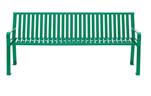 Global Industrial™ 6' Outdoor Bench with Back, Vertical Steel Slat, Green