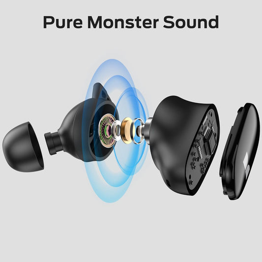 Monster N-Lite 206 - Wireless Earbuds with Bluetooth 5.4, 25H Playtime, IPX6 Waterproof, USB-C Fast Charging - PuriLite