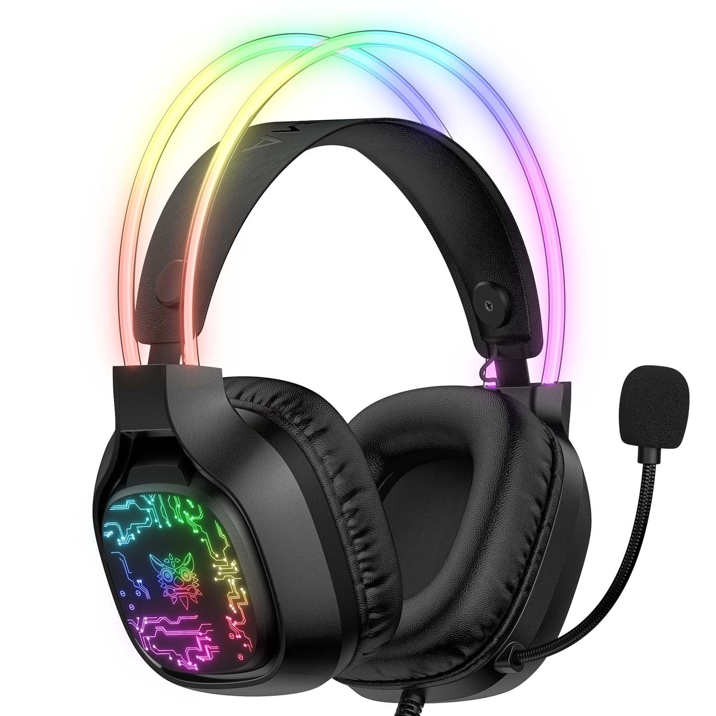 Onikuma X22-BK - RGB Gaming Headset with Microphone, 3.5mm/USB for PC/PS4/Xbox