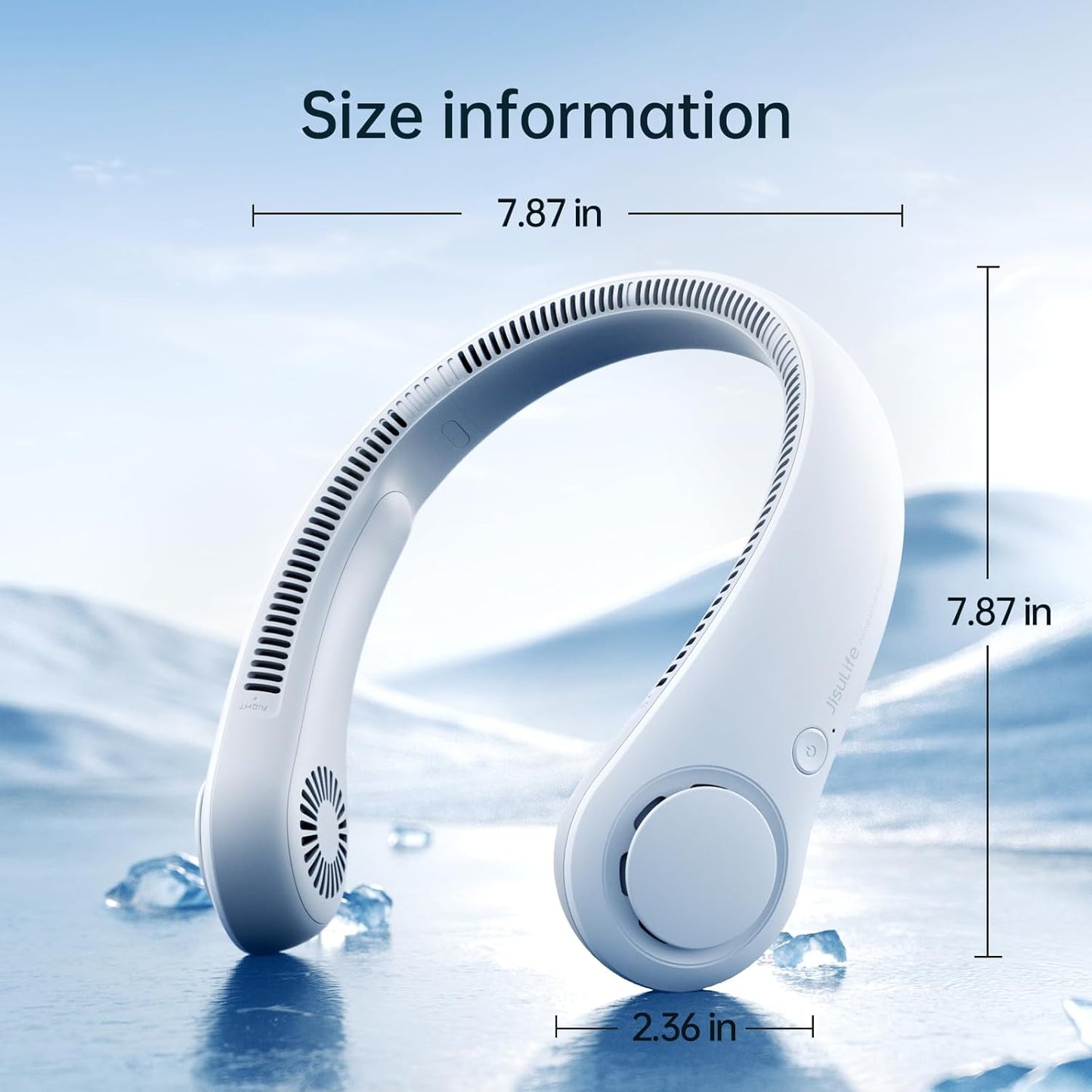 JISULIFE Portable Neck Fan - Hands Free Bladeless Hanging Fan, 5 Speeds, 4000mAh Battery, USB Rechargeable - Grey