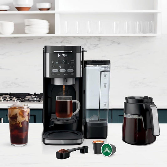 Ninja CFP105 DualBrew Hot & Iced Coffee Maker, Single-Serve, Compatible with K-Cups & 14-Cup Drip Coffee Maker, Black (Renewed) - PuriLite
