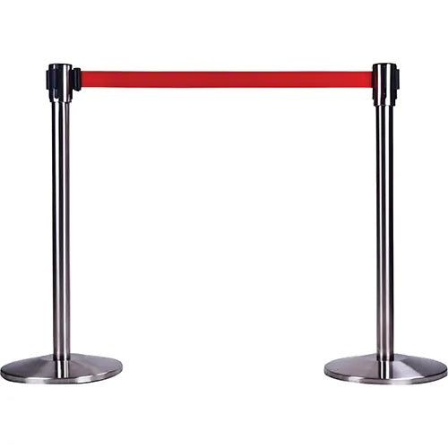 Free-Standing Crowd Control Barrier Receiver Post, 35" High, Stainless - PuriLite