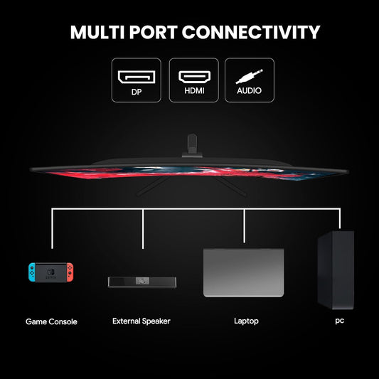 CRUA 24 Inch 180Hz/144Hz Curved Gaming Monitor, FHD 1080P Frameless Computer Monitor, Support AMD freesync Low Motion Blur, Eye Care, DisplayPort, HDMI, Black - PuriLite