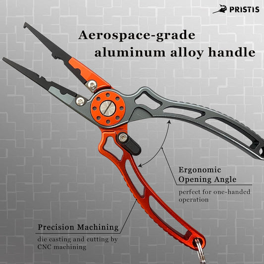 UTA II Fishing Pliers, Multi-Function Gear for Experts, Saltwater Resistant Teflon Coated Hook Remover, Stainless Steel Top & Aluminum Body Split Ring Fly Fishing Equipment, Bass Fishing Gift - PuriLite