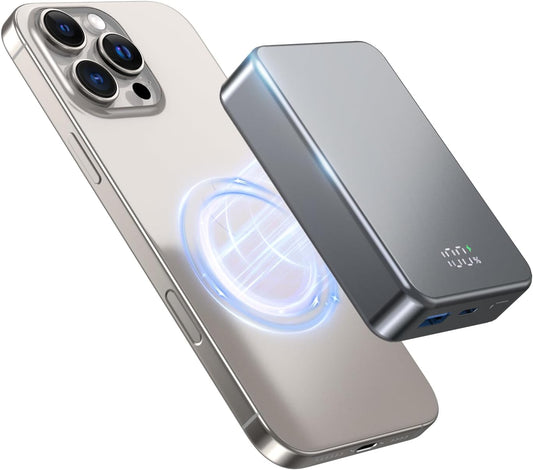 Magnetic Power Bank 26800mAh for Magsafe Portable Charger, Aluminum Alloy casing Large Capacity 20W USB-C in&Out Wireless Fast Charging Battery Pack for iPhone16 Plus Pro Max/15/14/13/12 Series, Gray