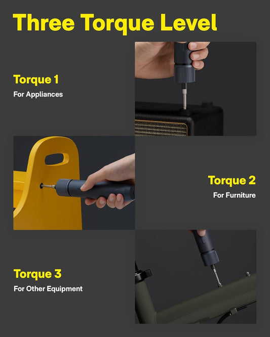 HOTO Electric Screwdriver Set, 3.6V Rechargeable Screwdriver Set with 25 S2-Steel Bits, Cordless Power Screwdriver Set with LED Light, All-in-One Design, 1500mAh 800 Times, USB-C Charging - PuriLite