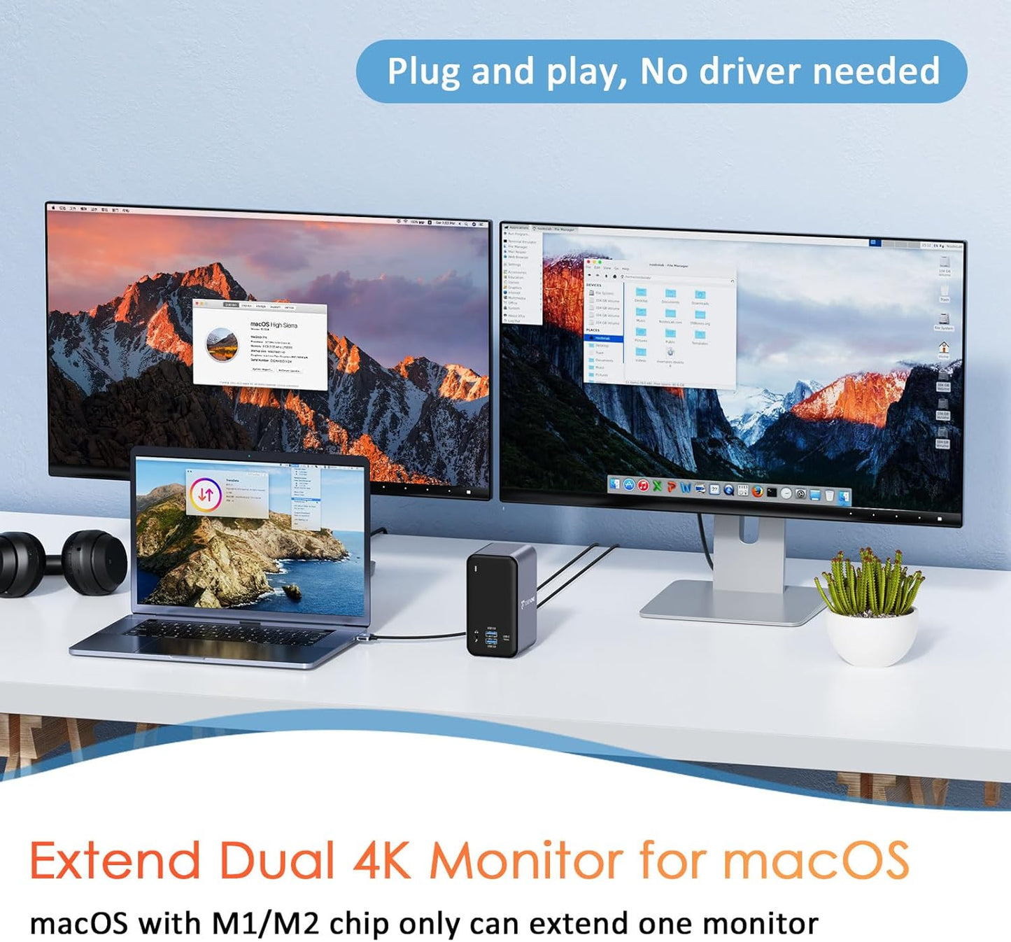 USB C Docking Station Dual 4K Monitor, TOBENONE Laptop Docking Station for MacBook Pro/Air, 15 in 2 USB-C Dock with 2 HDMI Port, 7 USB, SD&Micro SD, Gigabit Ethernet, 87W PD 3.0, Audio/Mic