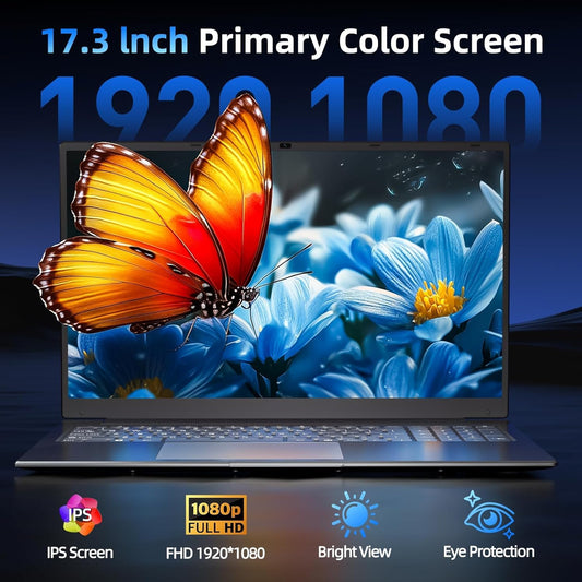 Naclud 17.3 Inch Laptop with Core i3 Processor, 4GB DDR3 128GB SSD Ordinateur Portable, Windows 11 Laptops Computer, 8000mAh Battery, Type-C, WiFi 5, Webcam, USB3.2, HDMI