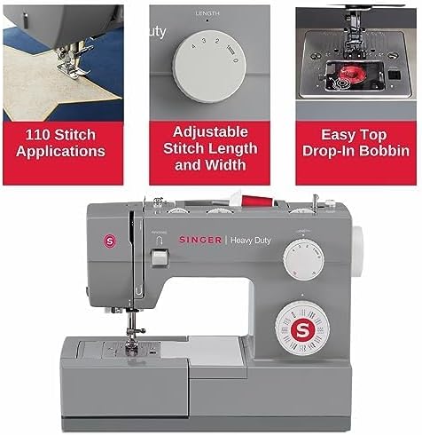 SINGER Heavy Duty 4432 High Speed Sewing Machine with Accessory Kit | Strong Motor With Enhanced Piercing Power, 110 Stitch Applications, Full Metal frame, 1-step Buttonhole & LED Light