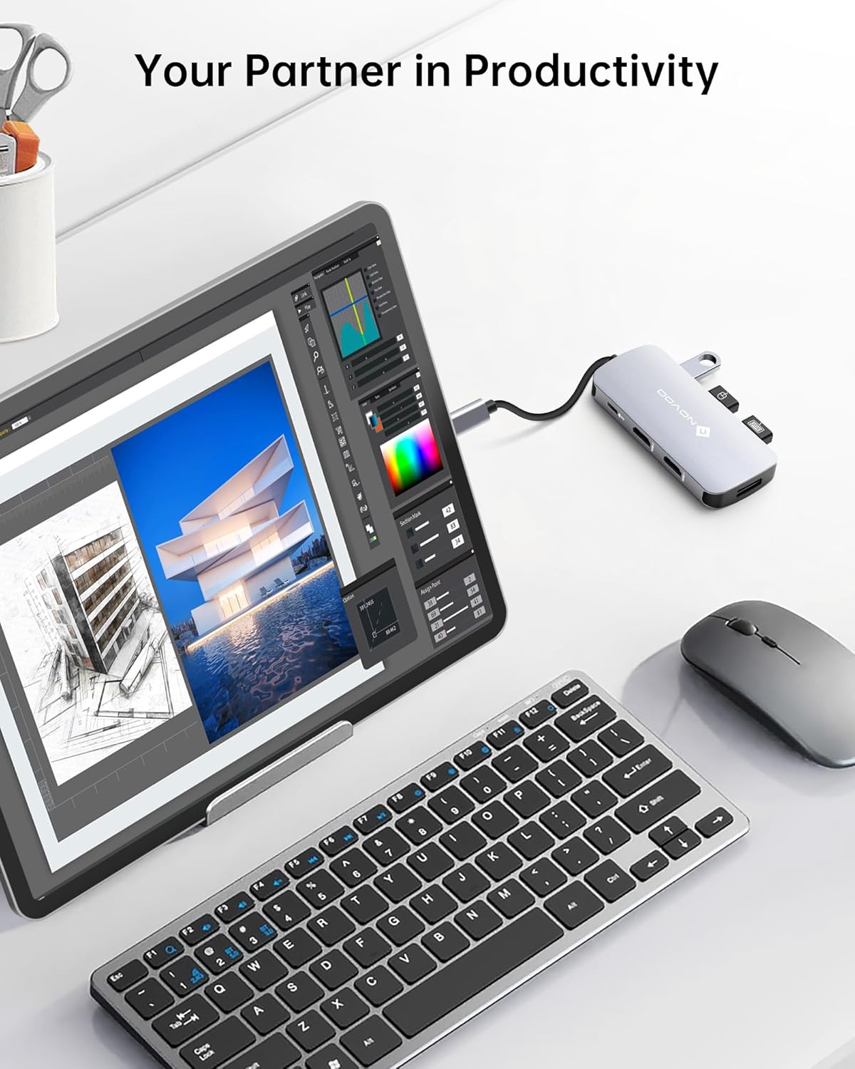 Docking Station Triple Display, NOVOO RM7 USB C Docking Station Dual Monitor Adapter with 8K@30Hz DP and Dual 4K@60Hz HDMI, 100W PD, 3 USB Ports, USB C Dock for HP, DELL, Lenovo, MacBook Laptops