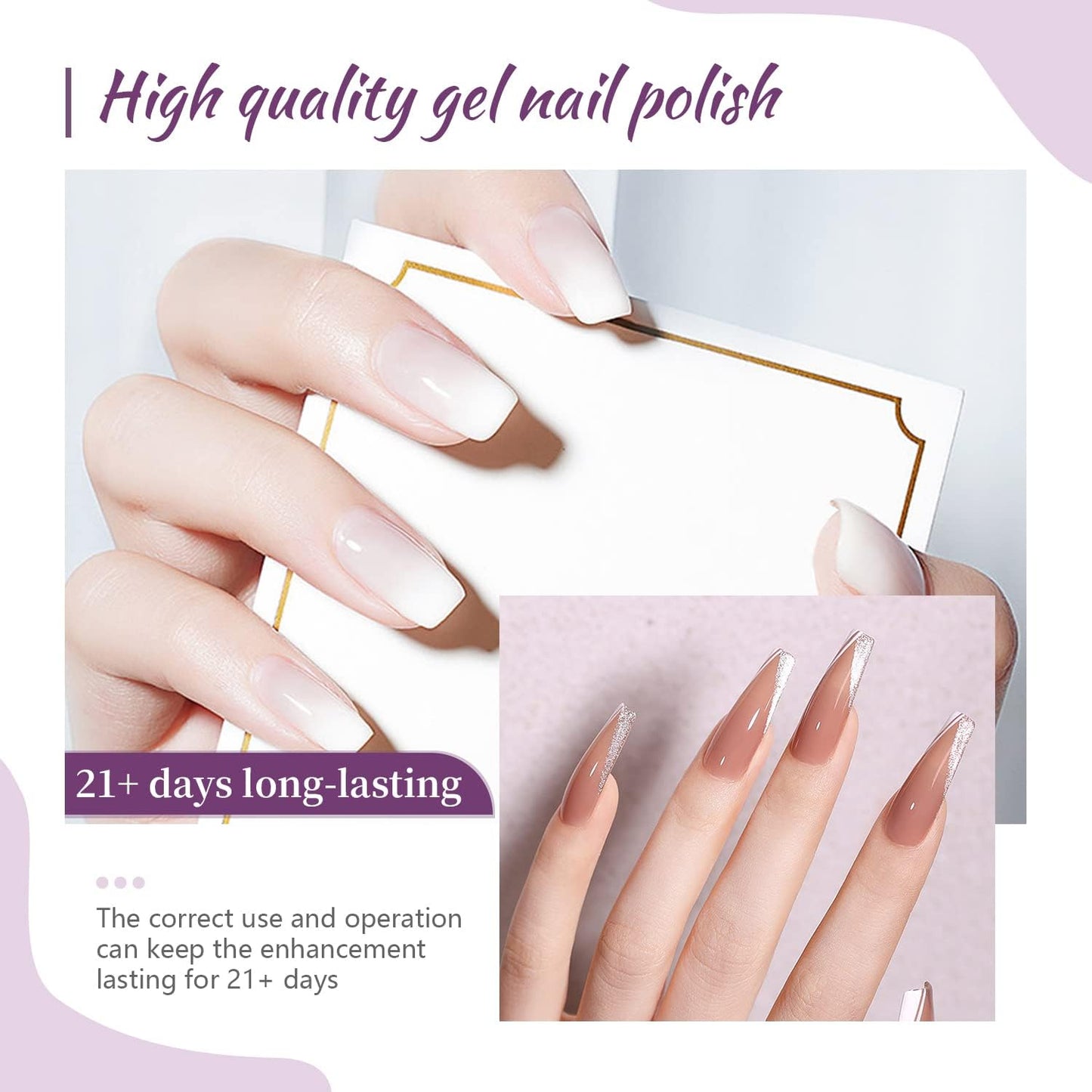 60 PCS Gel Nail Polish Kit with UV Light Base and Matte Glossy Top Coat Nail Gel Polish Soak off Manicure Accessory Tools Suitable for All Seasons
