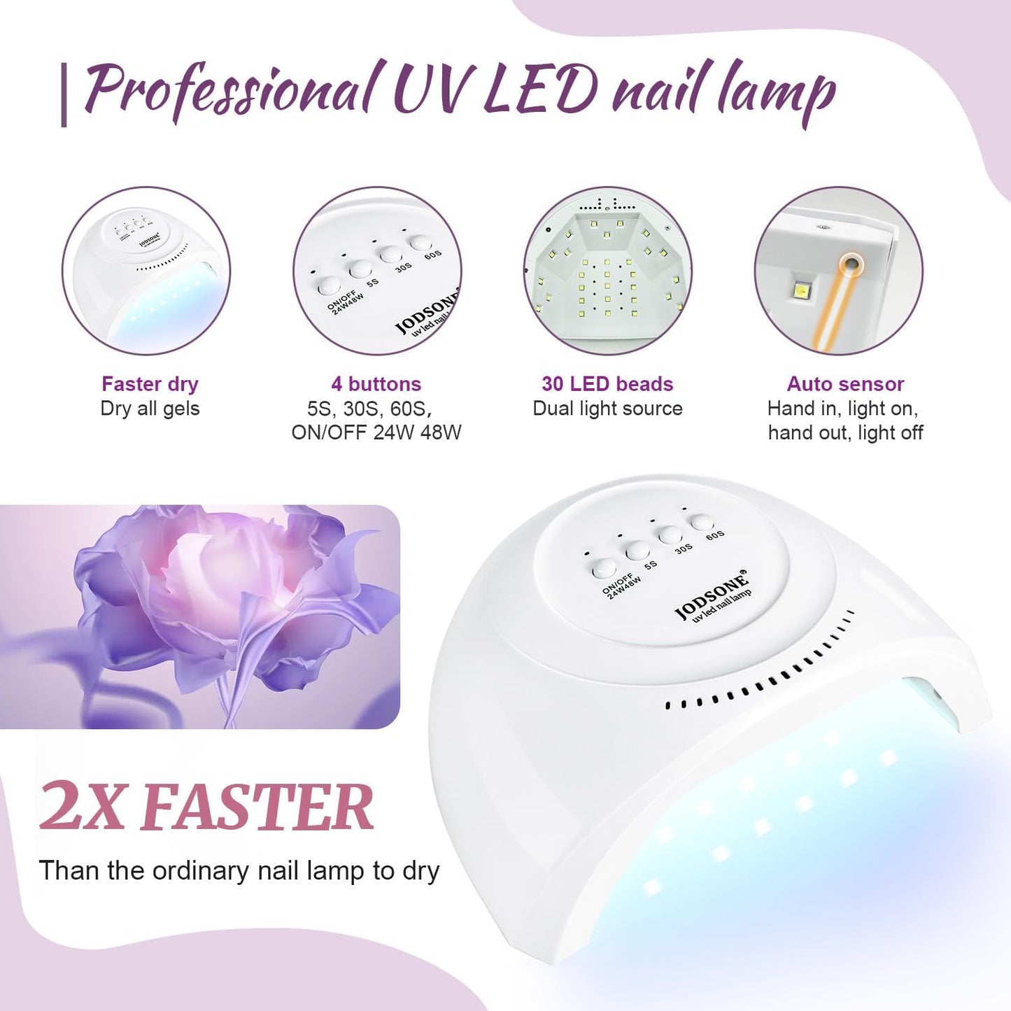 60 PCS Gel Nail Polish Kit with UV Light Base and Matte Glossy Top Coat Nail Gel Polish Soak off Manicure Accessory Tools Suitable for All Seasons