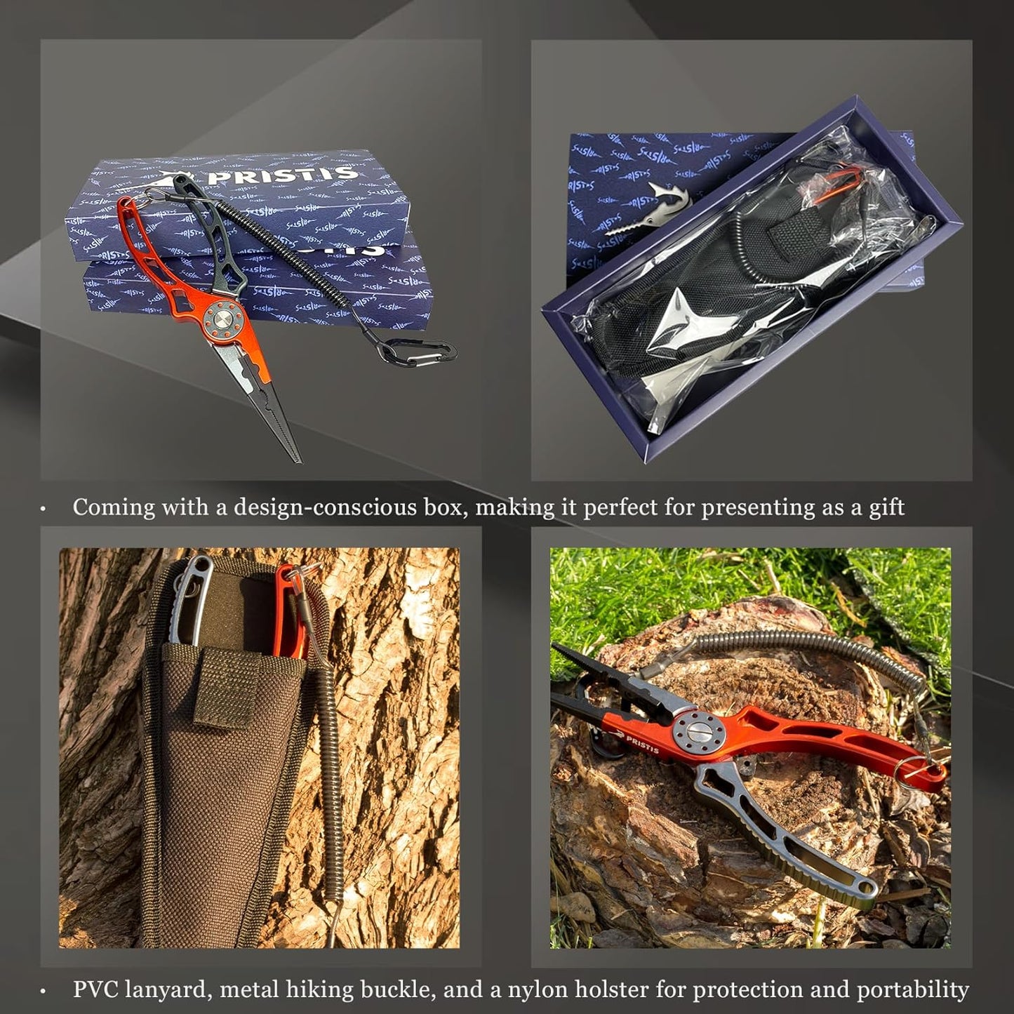 UTA II Fishing Pliers, Multi-Function Gear for Experts, Saltwater Resistant Teflon Coated Hook Remover, Stainless Steel Top & Aluminum Body Split Ring Fly Fishing Equipment, Bass Fishing Gift