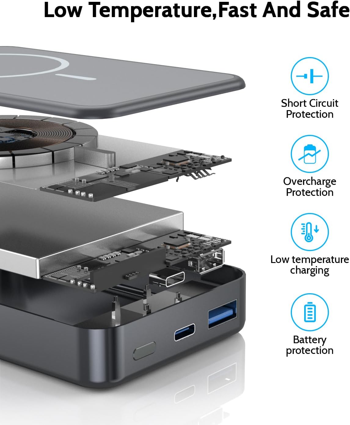 Magnetic Power Bank 26800mAh for Magsafe Portable Charger, Aluminum Alloy casing Large Capacity 20W USB-C in&Out Wireless Fast Charging Battery Pack for iPhone16 Plus Pro Max/15/14/13/12 Series, Gray