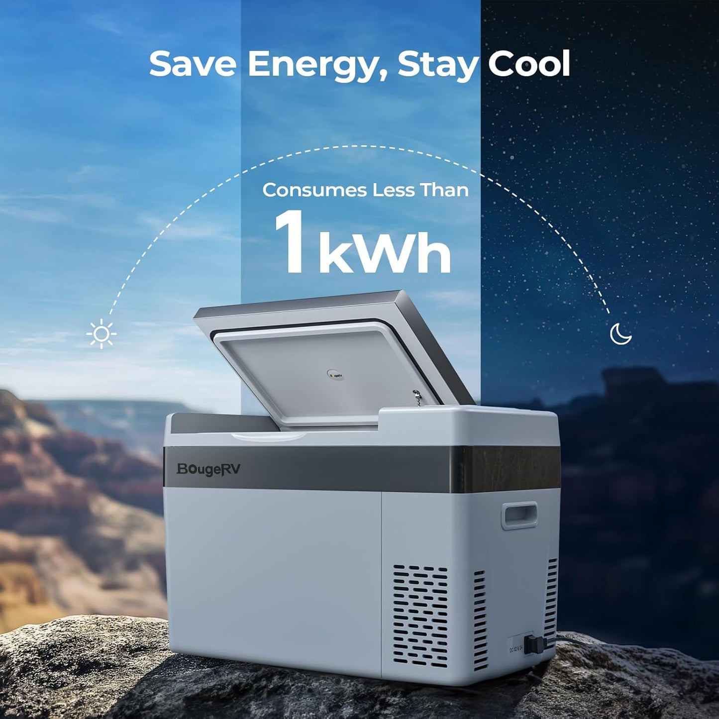 BougeRV 12V Portable Refrigerator 30 Quart Car Compressor Freezer Fridge,12/24V DC 110~240 Volt AC,-7℉~50℉ for Truck Van RV Jeep Camper SUV Boat,Travel Camping Road Trips Tailgating