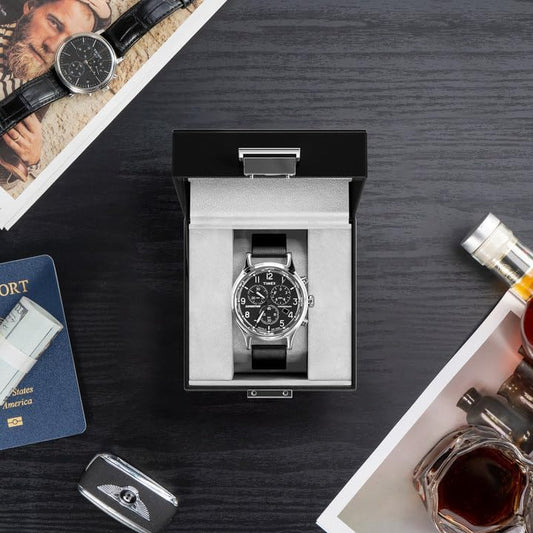 ProCase Watch Box for Men, 1 Slot Mens Watch Box Organizer Watch Display Case, Father's Day Gift Watch Storage Watch Cases for Men Watch Holder Organizer -1 Slot, Black - PuriLite